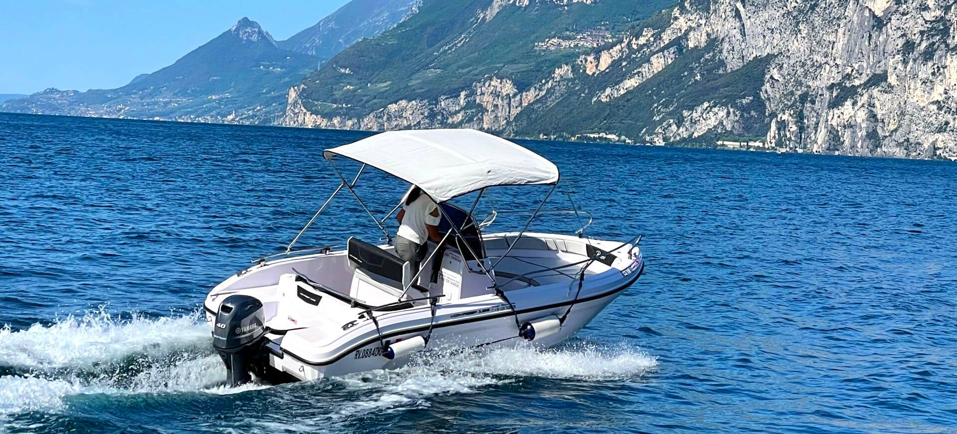 Motorboats for hire on Lake Garda